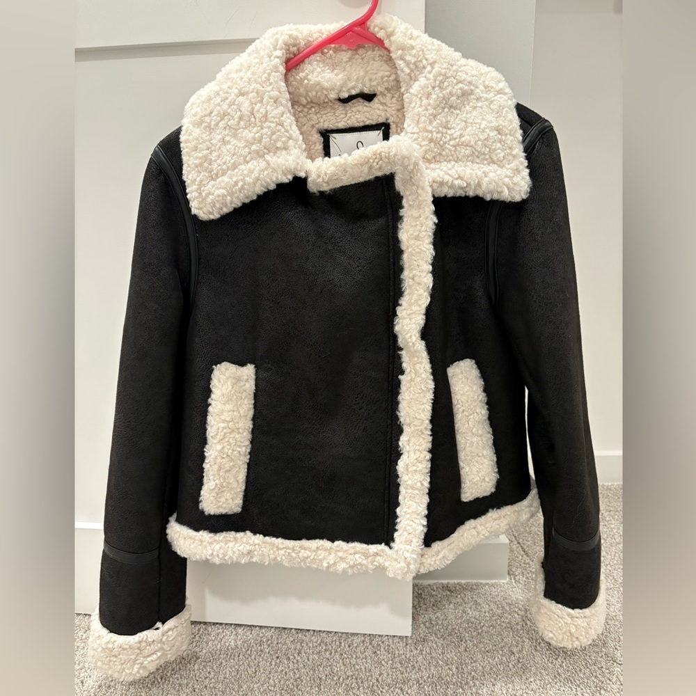 Sam Edelman Faux Leather & Faux Shearling Moto Jacket- women